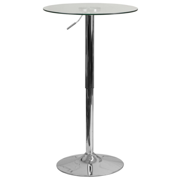 Wholesale 23.5'' Round Adjustable Height Glass Table (Adjustable Range 33.5'' - 41'')