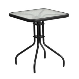 Wholesale 23.5'' Square Tempered Glass Metal Table