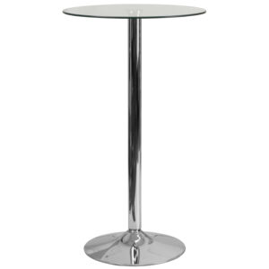 Wholesale 23.75'' Round Glass Table with 41.75''H Chrome Base