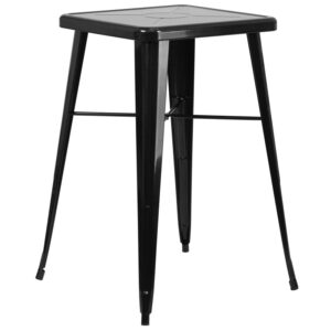 Wholesale 23.75'' Square Black Metal Indoor-Outdoor Bar Height Table