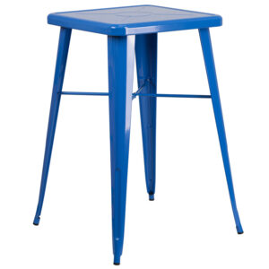 Wholesale 23.75'' Square Blue Metal Indoor-Outdoor Bar Height Table