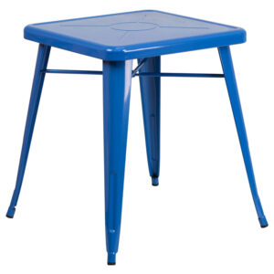Wholesale 23.75'' Square Blue Metal Indoor-Outdoor Table
