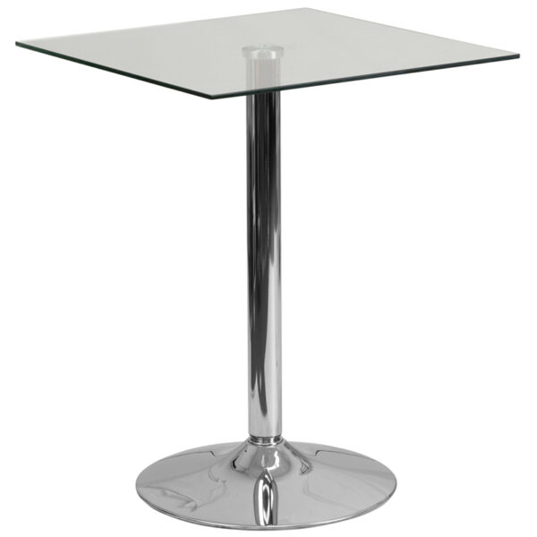 Wholesale 23.75'' Square Glass Table with 30''H Chrome Base
