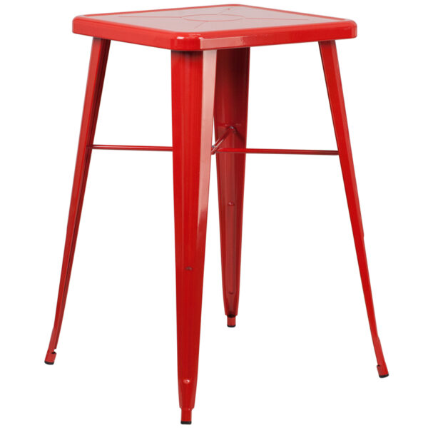 Wholesale 23.75'' Square Red Metal Indoor-Outdoor Bar Height Table