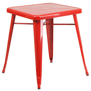 Wholesale 23.75'' Square Red Metal Indoor-Outdoor Table
