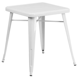 Wholesale 23.75'' Square White Metal Indoor-Outdoor Table