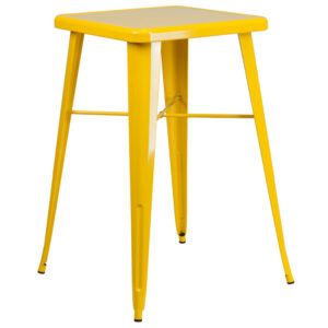 Wholesale 23.75'' Square Yellow Metal Indoor-Outdoor Bar Height Table