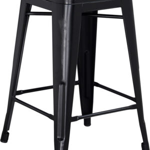 Wholesale 24'' High Backless Distressed Black Metal Indoor-Outdoor Counter Height Stool