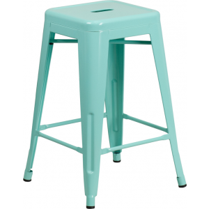 Wholesale 24'' High Backless Mint Green Indoor-Outdoor Counter Height Stool