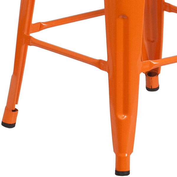 Stackable Industrial Style Modern Stool 24" Orange Metal Counter Stool