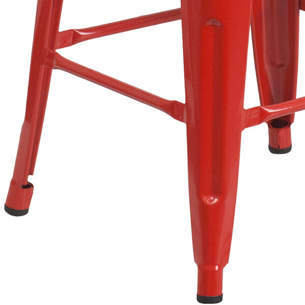 Stackable Industrial Style Modern Stool 24" Red Metal Counter Stool