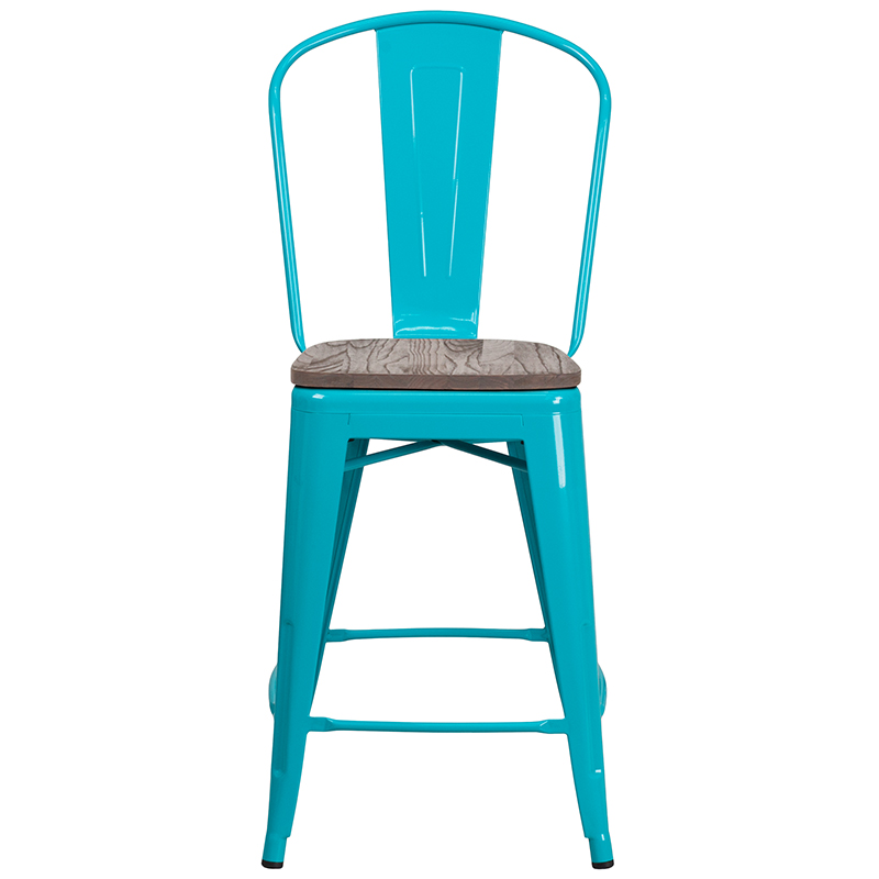 24 High Crystal Teal Blue Metal, Teal Colored Counter Stools