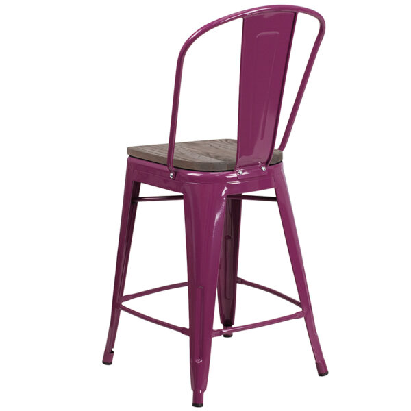 Bistro Style Counter Stool 24" Purple Metal Counter Stool