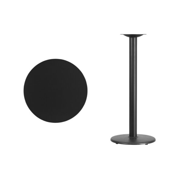 Lowest Price 24'' Round Black Laminate Table Top with 18'' Round Bar Height Table Base