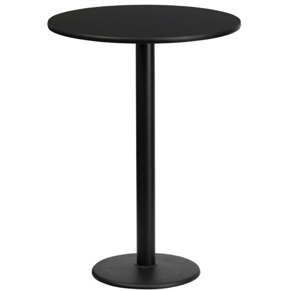 Wholesale 24'' Round Black Laminate Table Top with 18'' Round Bar Height Table Base