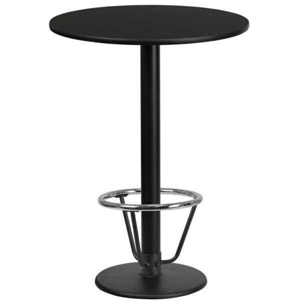 Wholesale 24'' Round Black Laminate Table Top with 18'' Round Bar Height Table Base and Foot Ring