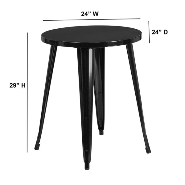 Lowest Price 24'' Round Black Metal Indoor-Outdoor Table