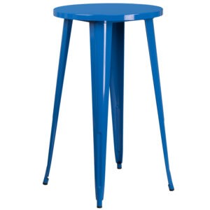 Wholesale 24'' Round Blue Metal Indoor-Outdoor Bar Height Table