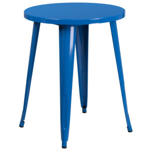 Wholesale 24'' Round Blue Metal Indoor-Outdoor Table