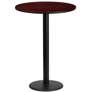 Wholesale 24'' Round Mahogany Laminate Table Top with 18'' Round Bar Height Table Base