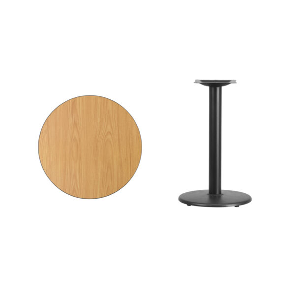 Lowest Price 24'' Round Natural Laminate Table Top with 18'' Round Table Height Base