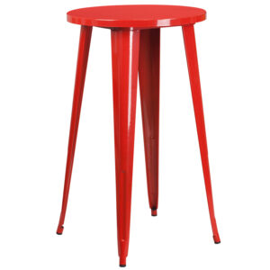 Wholesale 24'' Round Red Metal Indoor-Outdoor Bar Height Table