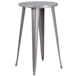 Wholesale 24'' Round Silver Metal Indoor-Outdoor Bar Height Table