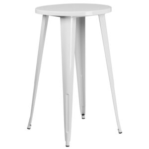 Wholesale 24'' Round White Metal Indoor-Outdoor Bar Height Table