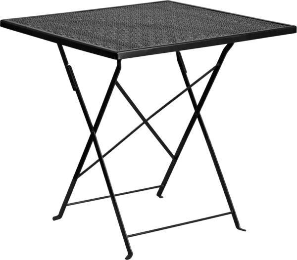 Wholesale 28'' Square Black Indoor-Outdoor Steel Folding Patio Table