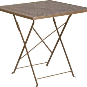 Wholesale 28'' Square Gold Indoor-Outdoor Steel Folding Patio Table