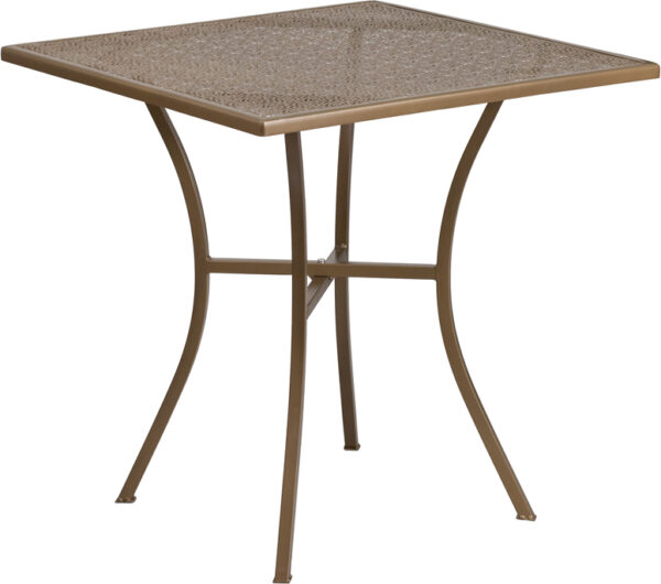 Wholesale 28'' Square Gold Indoor-Outdoor Steel Patio Table