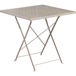 Wholesale 28'' Square Light Gray Indoor-Outdoor Steel Folding Patio Table