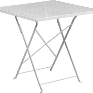 Wholesale 28'' Square White Indoor-Outdoor Steel Folding Patio Table
