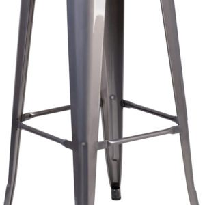 Wholesale 30'' High Backless Clear Coated Metal Indoor Barstool with Square Seat