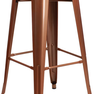 Wholesale 30" High Backless Copper Barstool with Square Wood Seat