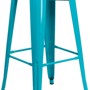 Wholesale 30'' High Backless Crystal Teal-Blue Indoor-Outdoor Barstool
