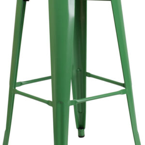 Wholesale 30'' High Backless Green Metal Indoor-Outdoor Barstool with Square Seat