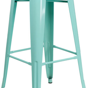 Wholesale 30" High Backless Mint Green Barstool with Square Wood Seat