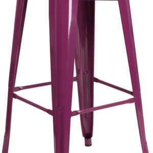 Wholesale 30" High Backless Purple Barstool with Square Wood Seat