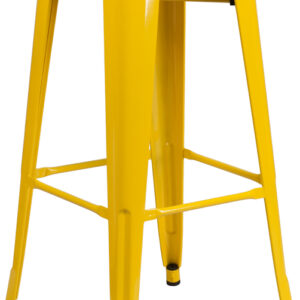 Wholesale 30'' High Backless Yellow Metal Indoor-Outdoor Barstool with Square Seat