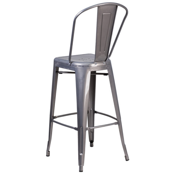 Bistro Style Bar Stool 30" Clear Metal Indoor Stool