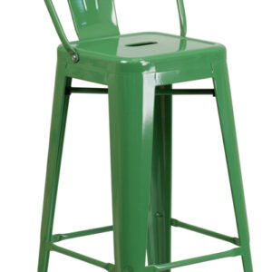 Wholesale 30'' High Green Metal Indoor-Outdoor Barstool with Back