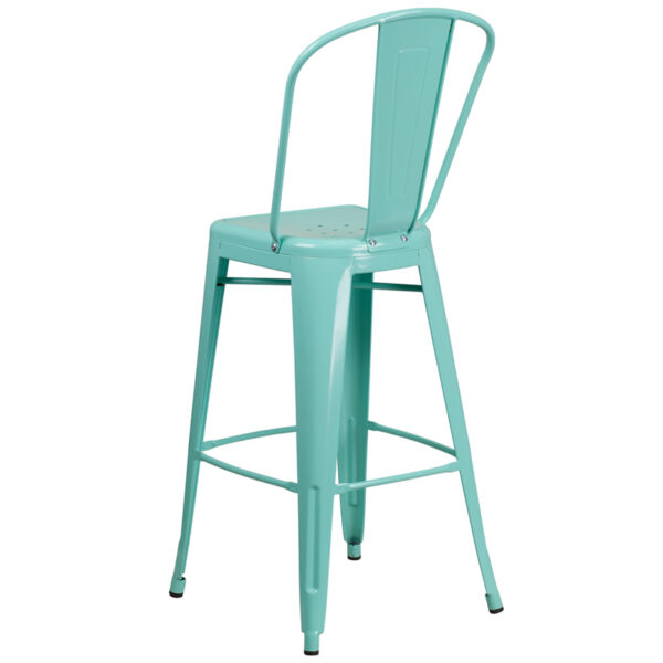 Bistro Style Bar Stool 30" Mint Metal Outdoor Stool