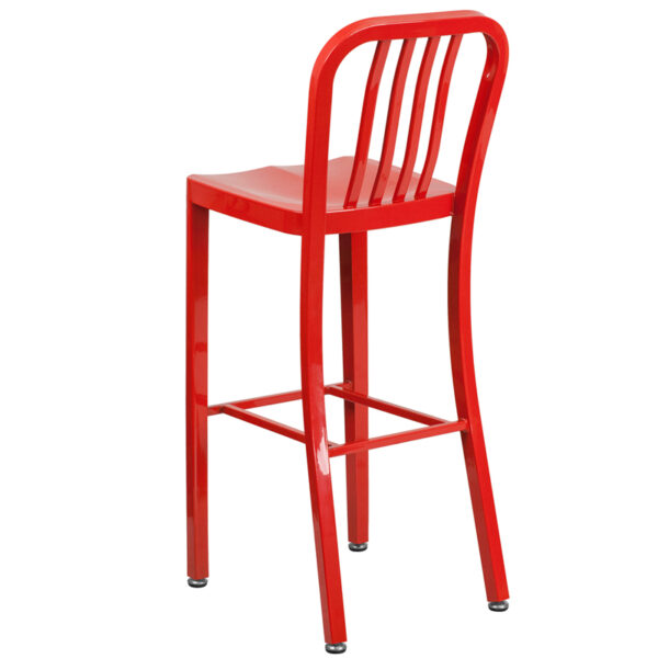 Industrial Style Modern Bar Stool 30" Red Metal Outdoor Stool