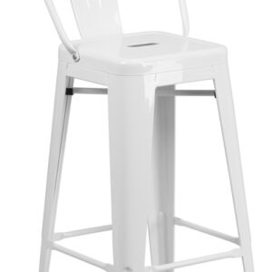 Wholesale 30'' High White Metal Indoor-Outdoor Barstool with Back