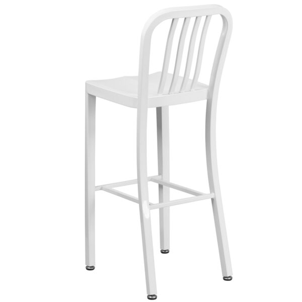 Industrial Style Modern Bar Stool 30" White Metal Outdoor Stool