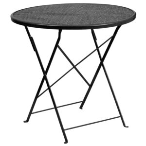 Wholesale 30'' Round Black Indoor-Outdoor Steel Folding Patio Table