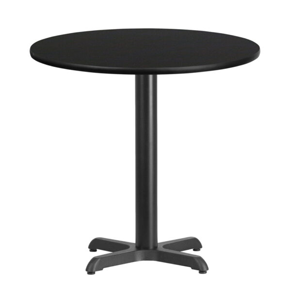 Wholesale 30'' Round Black Laminate Table Top with 22'' x 22'' Table Height Base