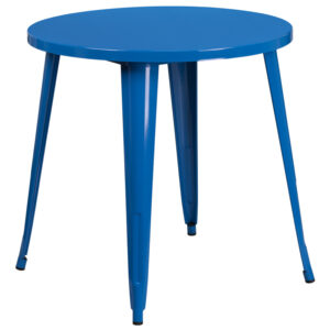 Wholesale 30'' Round Blue Metal Indoor-Outdoor Table