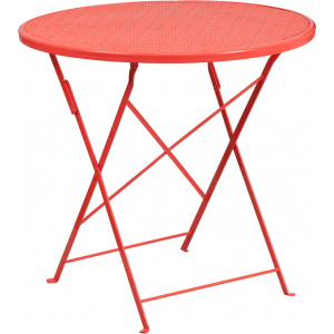 Wholesale 30'' Round Coral Indoor-Outdoor Steel Folding Patio Table